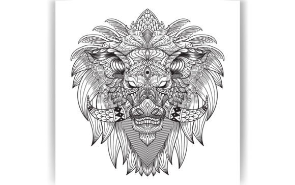Decorative Boar Coloring Page Book