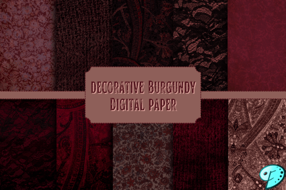 Decorative Burgundy Digital Paper Bundle