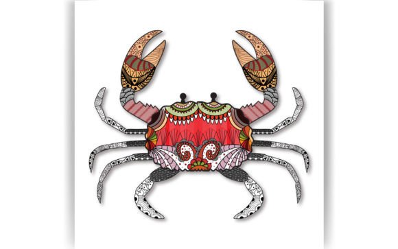 Decorative Crab Coloring Page Book