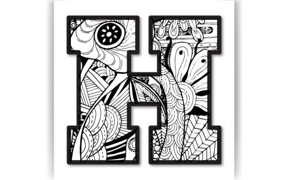 Decorative H Letter Coloring Page KID: A Versatile Digital Asset for Modern Creatives