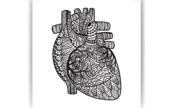 Decorative Human Heart Coloring Page