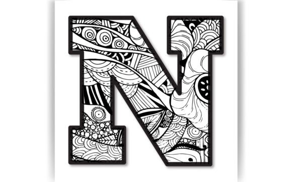 Decorative N Letter Coloring Page KIDS