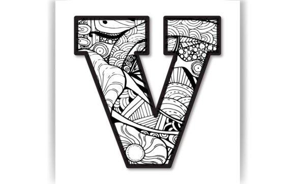 Decorative V Letter Coloring Page KIDS