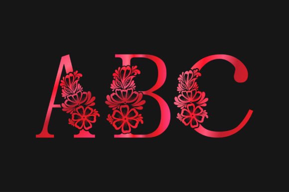 Red Decorative ABC Alphabets a to Z