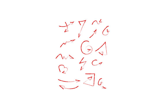 Set of Red Decorative Hand-drawn Grunge